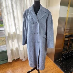 Vintage 80s coat, blueish lavender grey, Sears mohair, wool blend, 12/14 (L/XL)